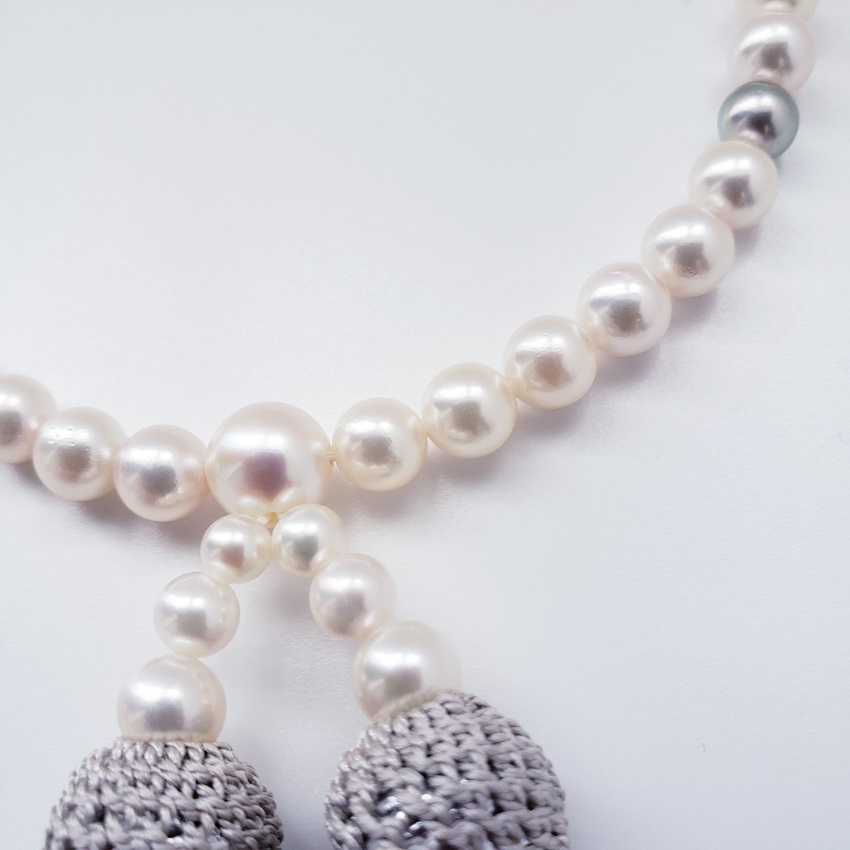 国産アコヤ真珠6.5㎜の数珠、受け継がれる逸品！ | 真珠和装小物・帯ど 